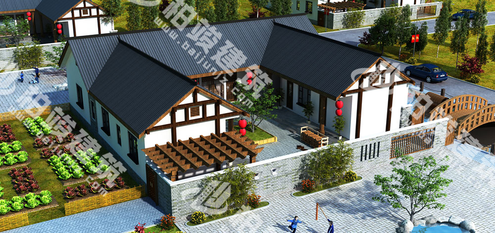 農(nóng)村自建三合院設(shè)計(jì)圖，大尺度中式庭院，造價(jià)僅20萬(wàn)