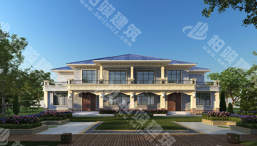 農(nóng)村自建二層雙拼別墅，磚混結(jié)構(gòu)，簡歐風(fēng)格，戶型通透，布局合理