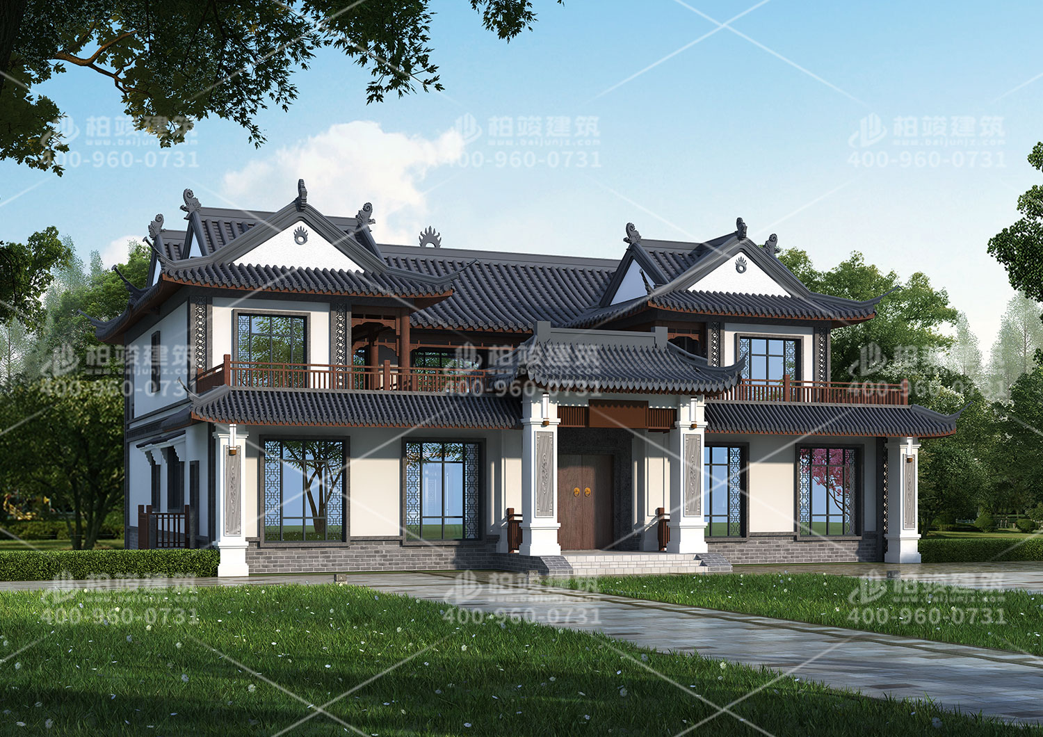 中式二層別墅設(shè)計(jì)，外觀漂亮還實(shí)用。