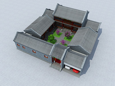 中式四合院設(shè)計(jì)圖，二層占地480平。