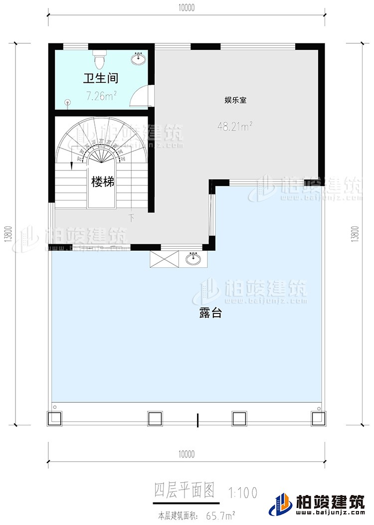 四層:娛樂(lè)室，公衛(wèi)，樓梯，露臺(tái)