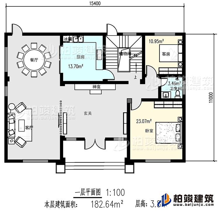 一層：客廳，2臥室，廚房，餐廳，衛(wèi)生間，儲(chǔ)物間