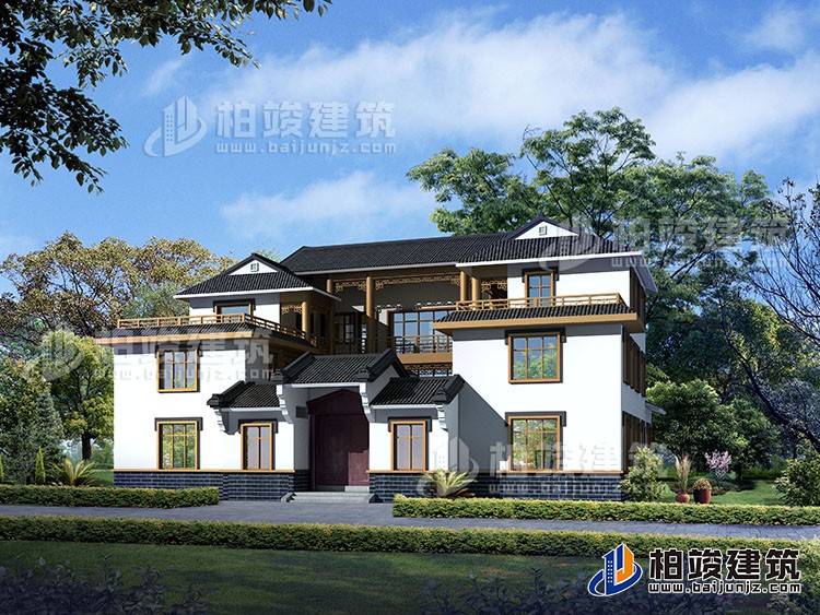 豪華新中式四合院別墅設(shè)計圖、施工圖 造價40萬BZ354-新中式風(fēng)格