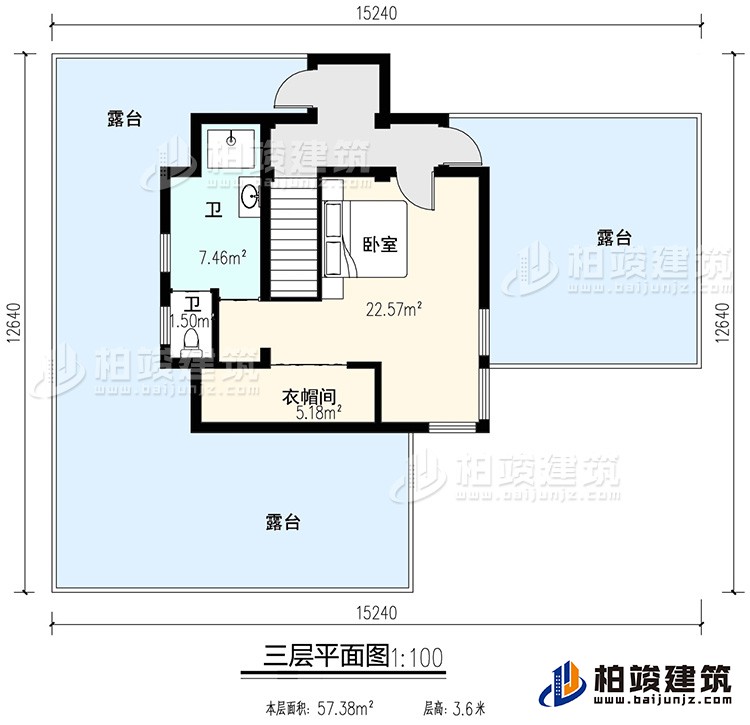三層：臥室、公衛(wèi)、衣帽間、三露臺(tái)