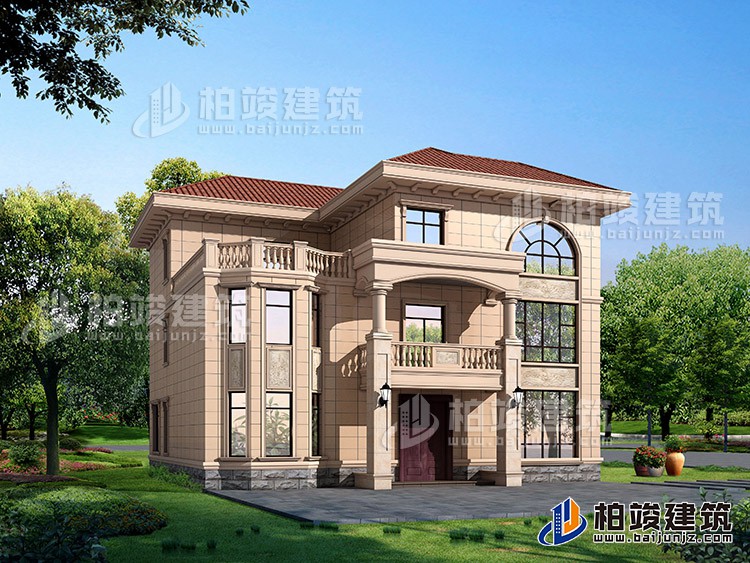 農(nóng)村三層樓房設(shè)計(jì)圖及效果圖，復(fù)式框架結(jié)構(gòu)BZ378-簡(jiǎn)歐風(fēng)格