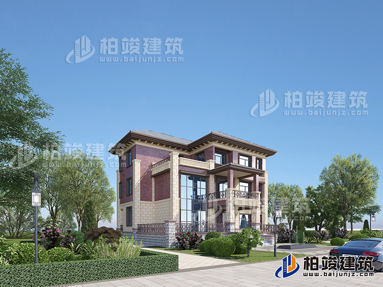 三層復(fù)式別墅設(shè)計方案圖，戶型合理、造價35萬BZ382-簡歐風格
