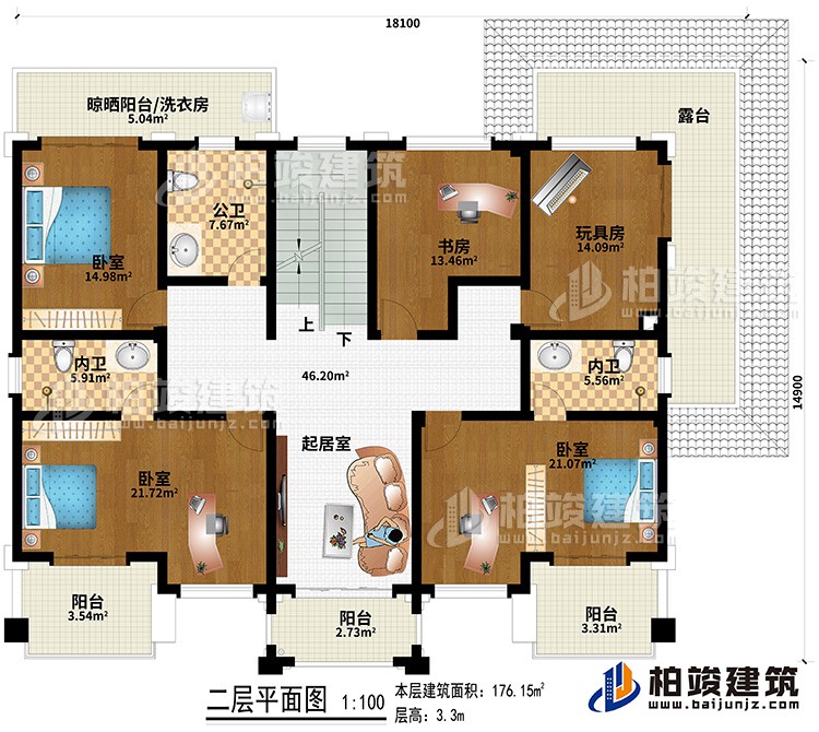 新款農(nóng)村四層別墅設(shè)計圖紙及效果圖，外立面清新別致BZ412-新中式風格