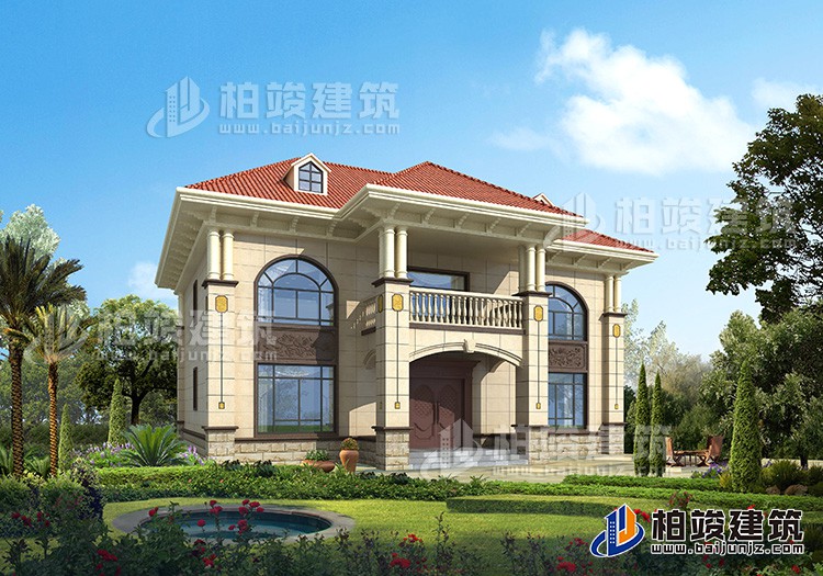 二層歐式復(fù)式小別墅設(shè)計方案，全套建筑設(shè)計圖紙BZ2518-簡歐風格