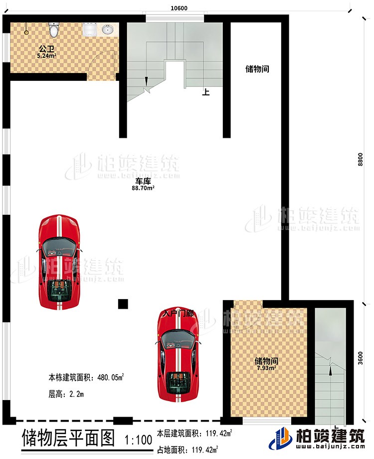 地下室：2儲物間、公衛(wèi)、車庫