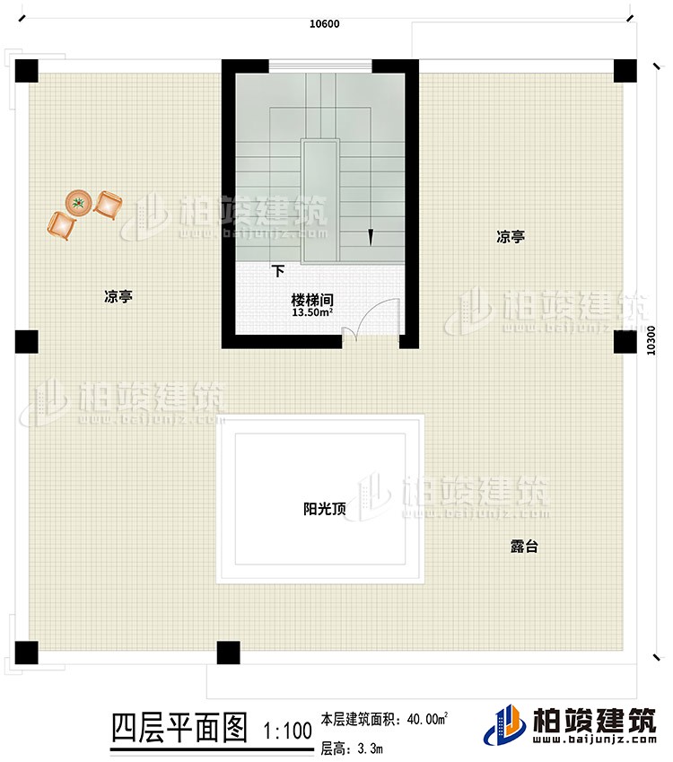 四層：樓梯間、2涼亭、露臺、陽光頂