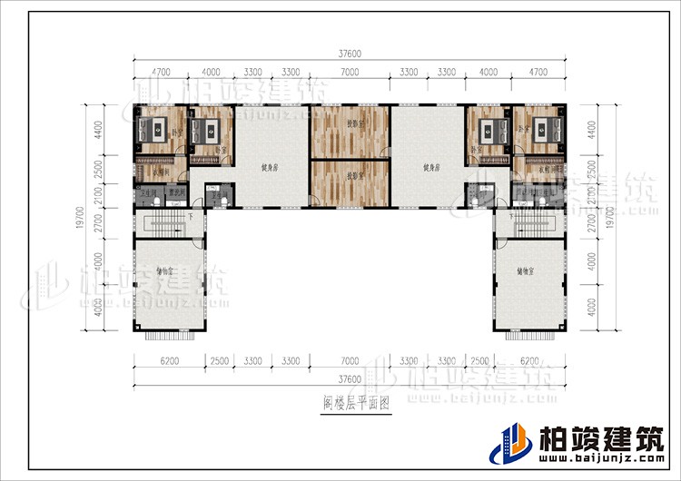 閣樓：2健身房、2攝影室、4臥室、2衣帽間、儲(chǔ)物室